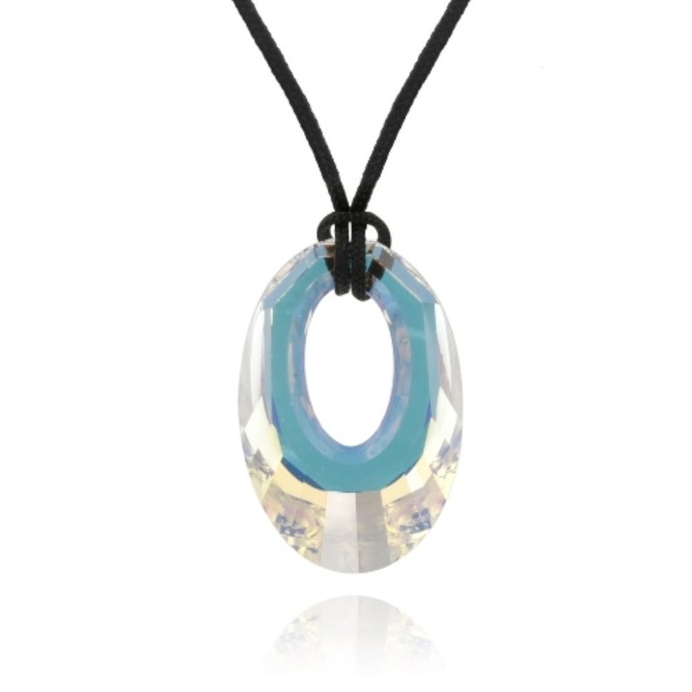 Aurora Borealis Swarovski Element Oval Pendant
